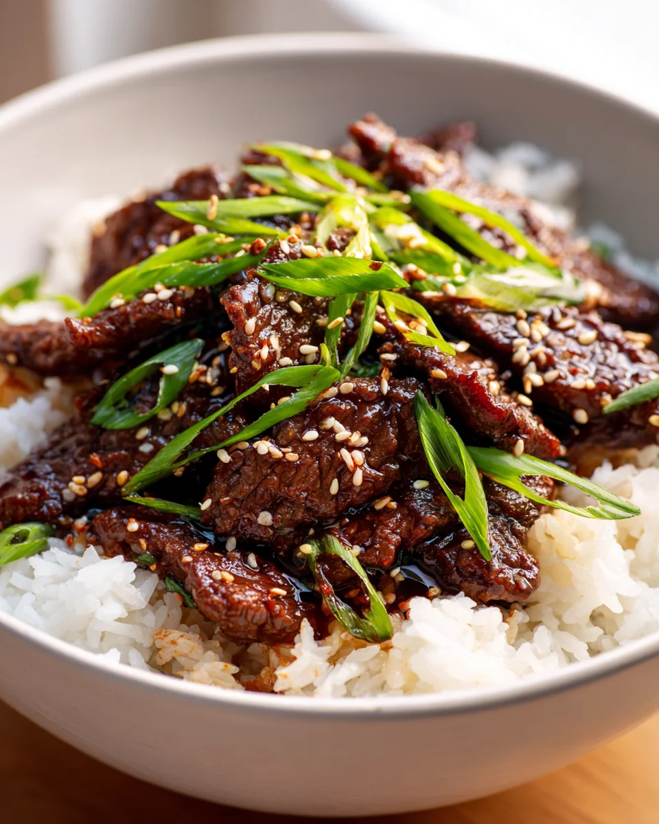 Teriyaki Beef Rice Bowl Recipe with Crunchy Sesame Seeds