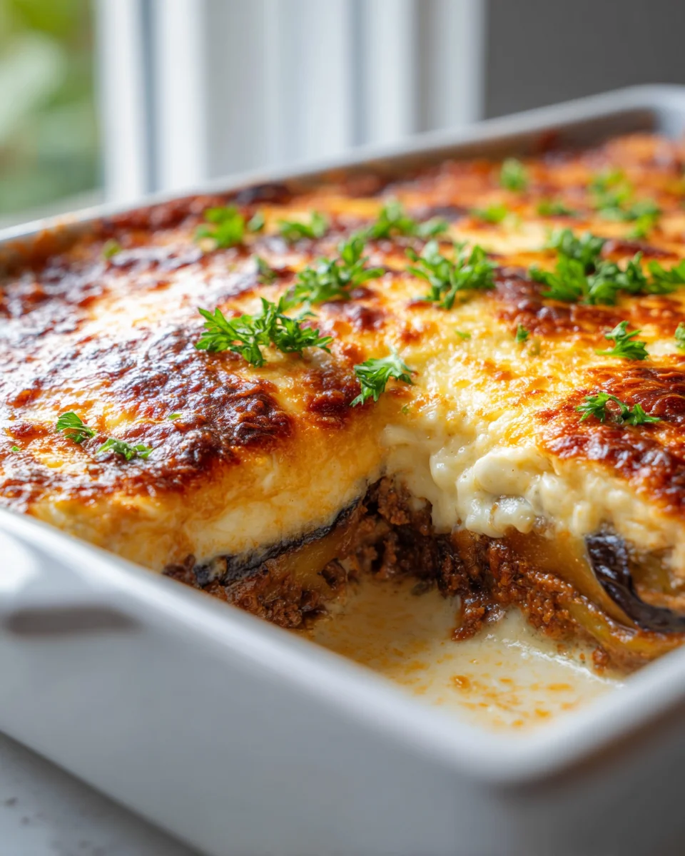 Heavenly Baked Moussaka with Parmesan Crust
