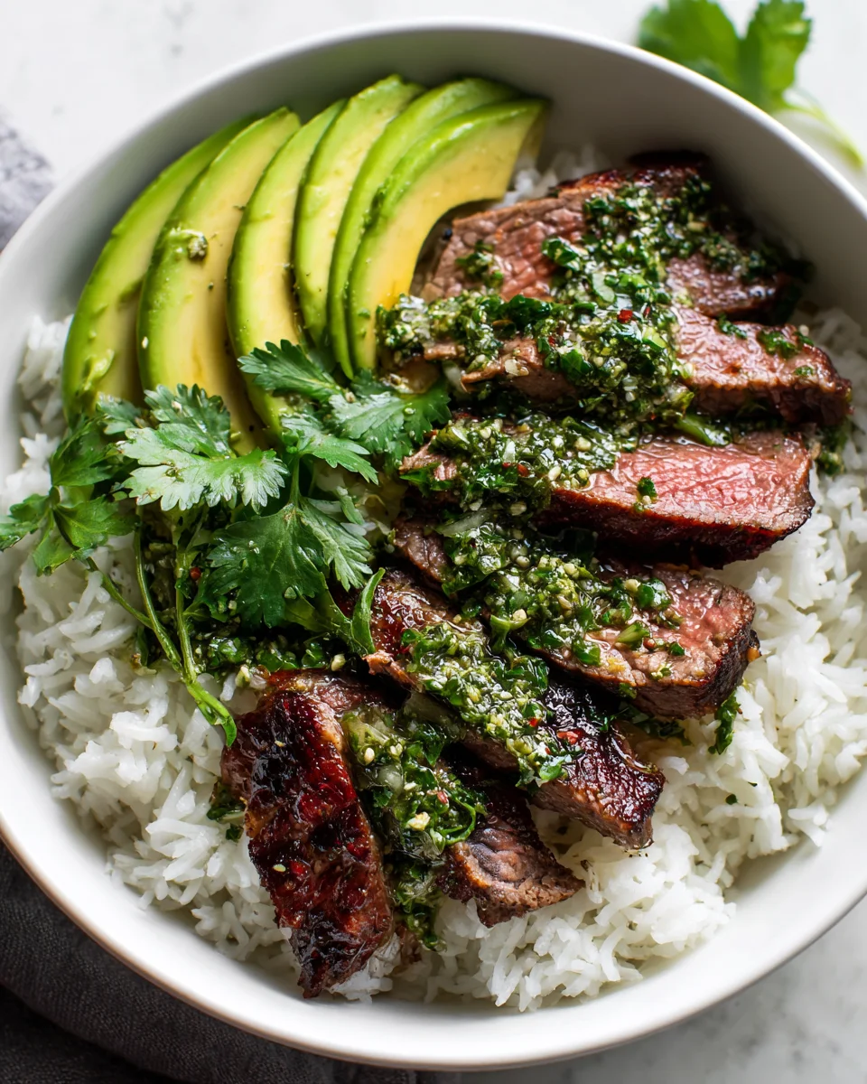 Zesty Chimichurri Steak Rice Bowl