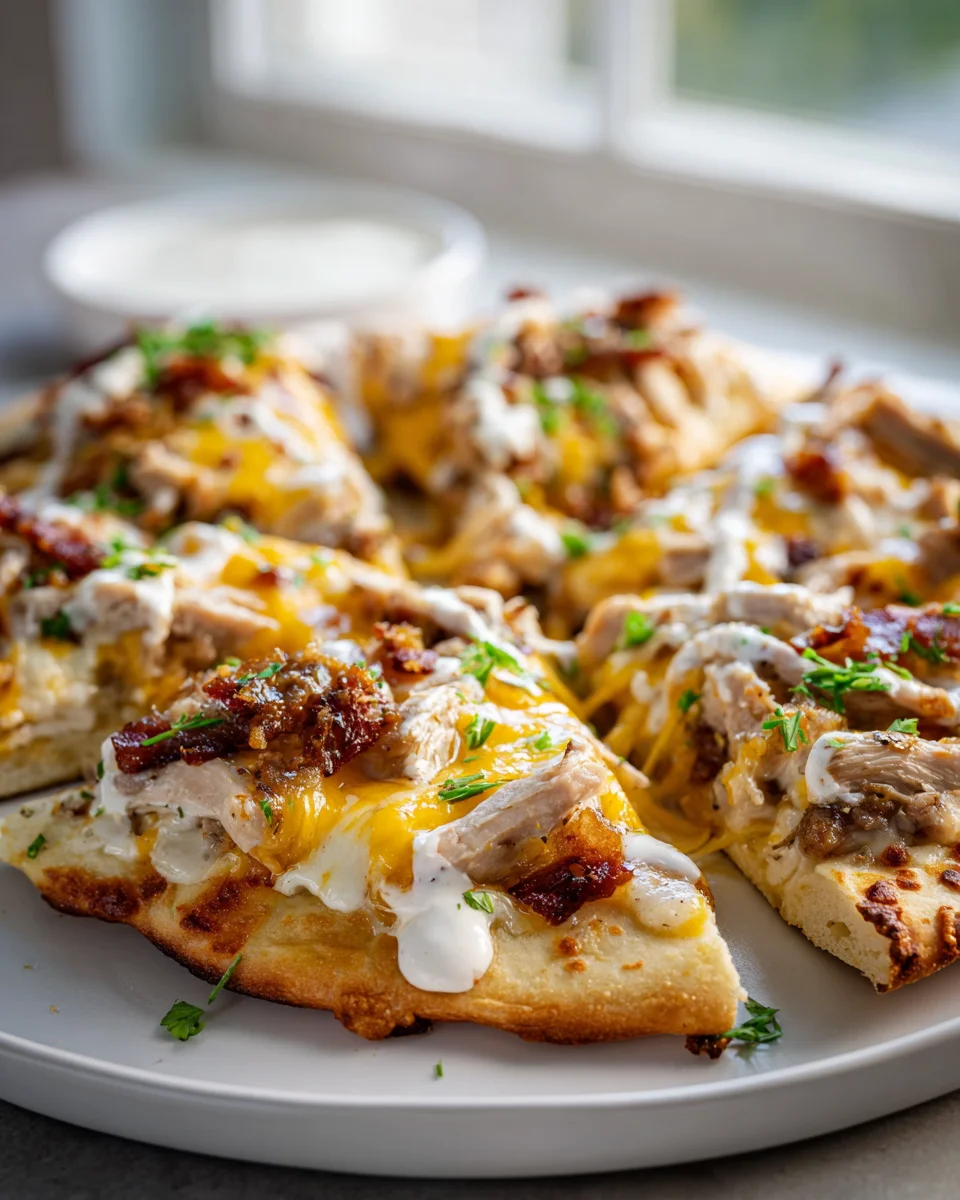 Savory Chicken Beef Bacon Ranch Flatbread Melt Recipe