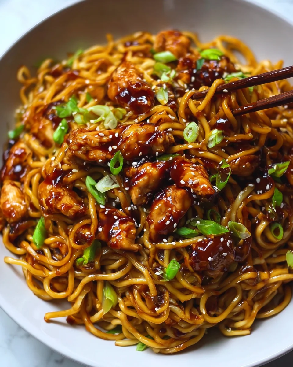 Sticky Garlic Chicken Noodles Recipe - Quick & Delicious Meal