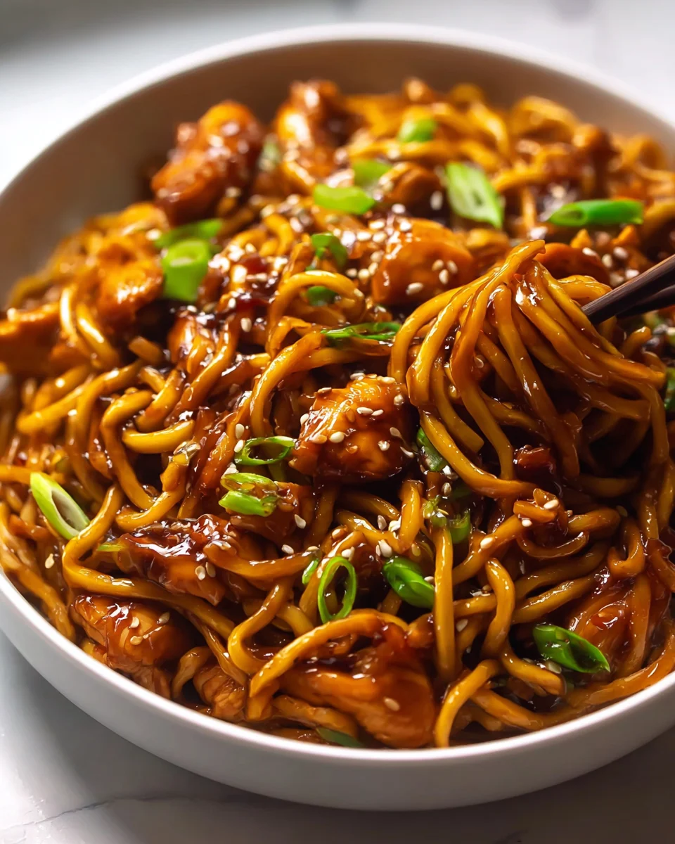 Sticky Garlic Chicken Noodles Recipe - Quick & Delicious Meal