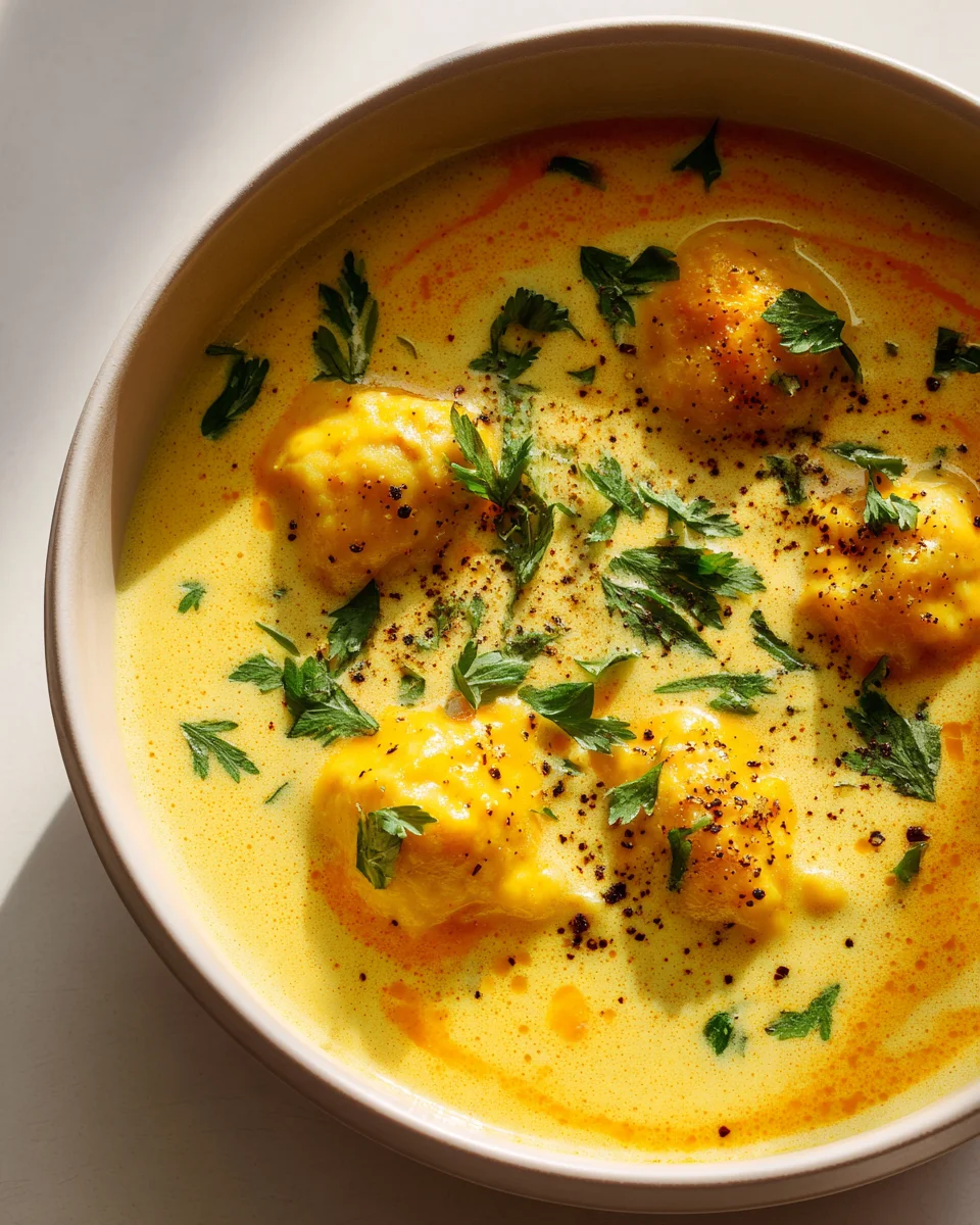 Coconut Turmeric Soup with Herb Dumplings: A Flavorful Delight
