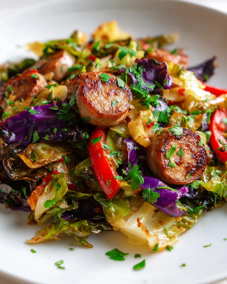 Delicious Spicy Beef Sausage and Cabbage Stir Fry Recipe