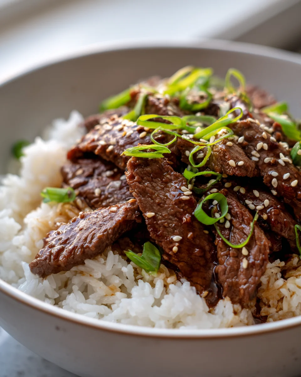 Teriyaki Beef Rice Bowl Recipe with Crunchy Sesame Seeds