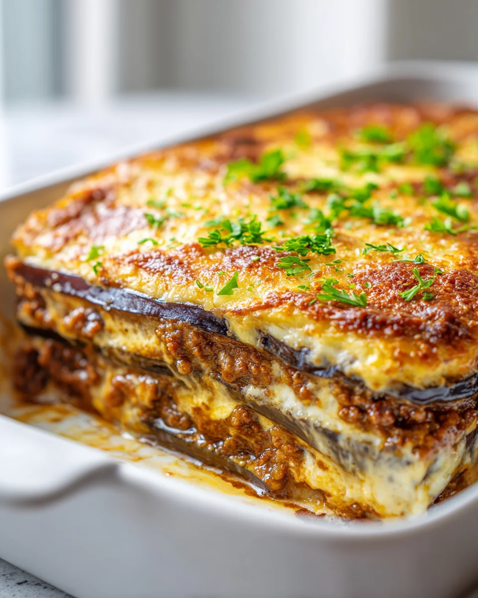 Heavenly Baked Moussaka with Parmesan Crust