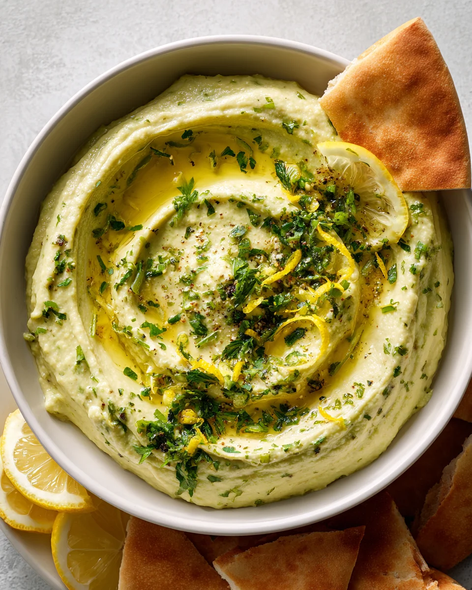 Garlic Scape Hummus Recipe with Lemon and Olive Oil Drizzle