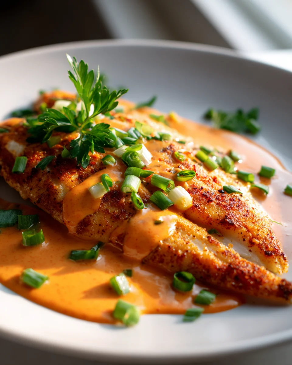 Cajun Tilapia Recipe with Creamy Roasted Red Pepper Sauce