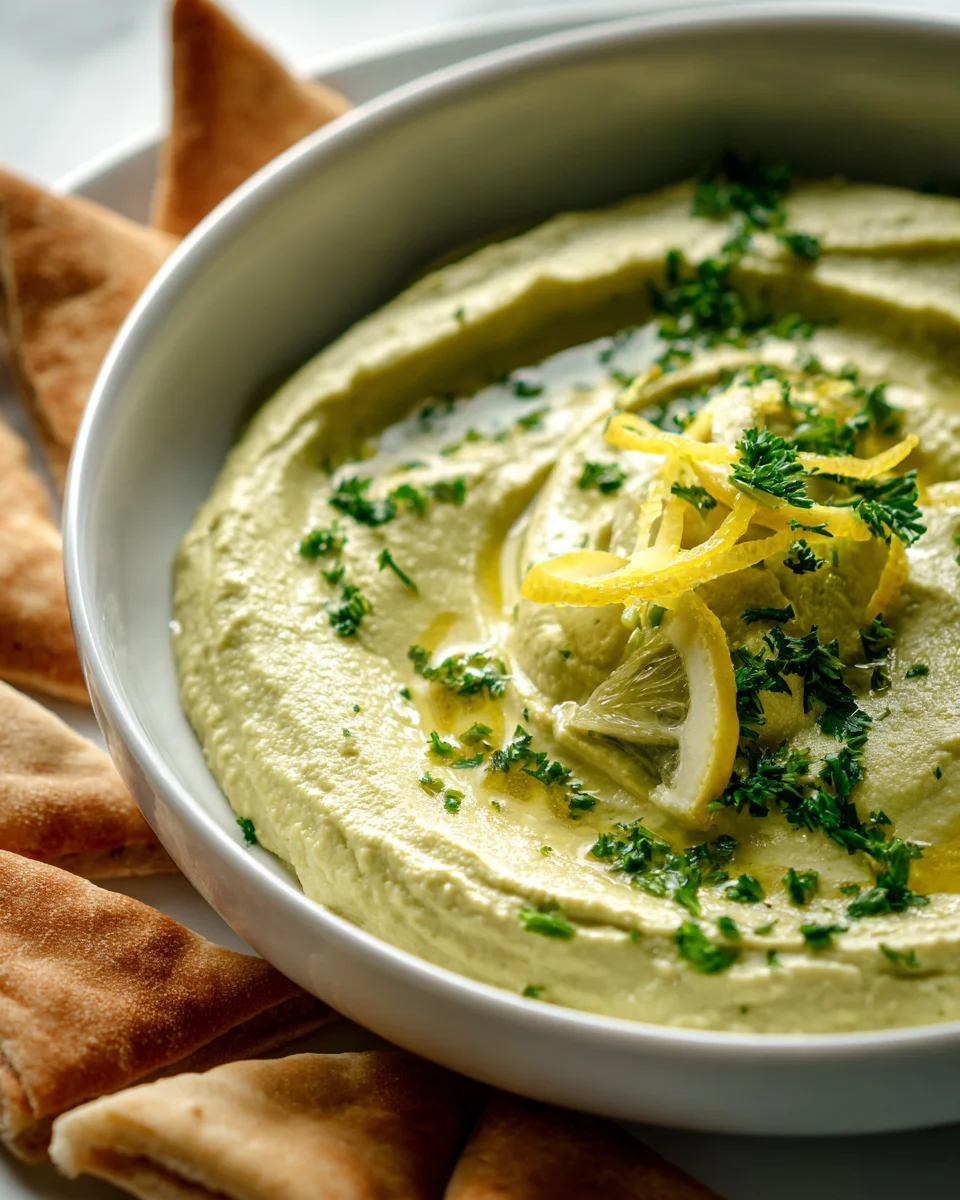 Garlic Scape Hummus Recipe with Lemon and Olive Oil Drizzle