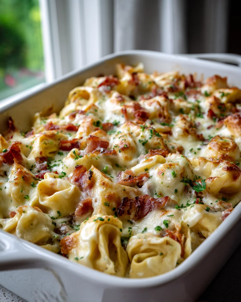 Delicious Chicken Beef Bacon Ranch Tortellini Bake Recipe