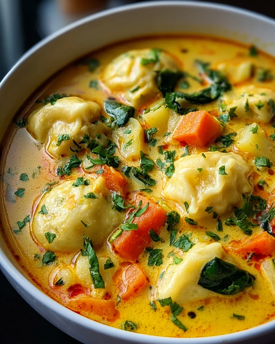 Coconut Curry Soup with Dumplings: A Flavorful Delight!