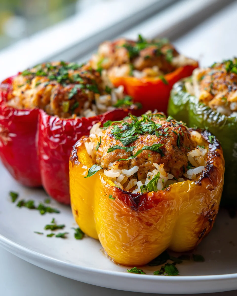 Chicken Kofta Stuffed Bell Peppers with Rice & Herbs Recipe