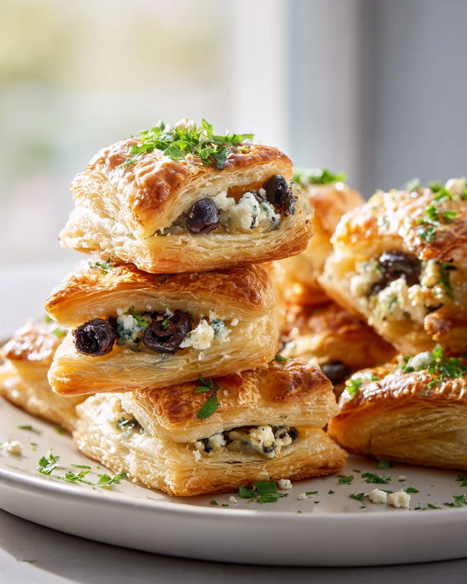 Mediterranean Olive and Feta Puff Pastry Stacks Recipe