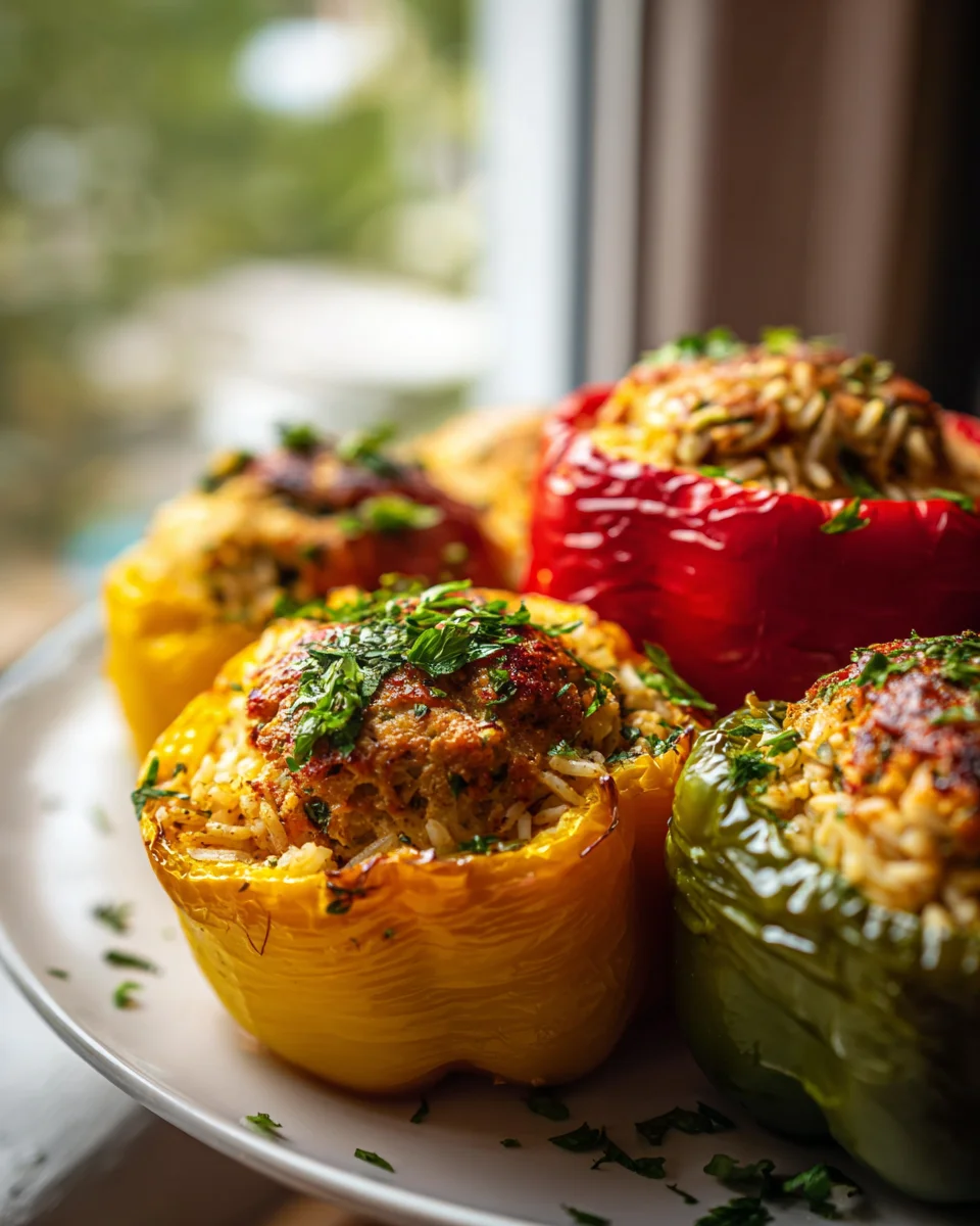 Chicken Kofta Stuffed Bell Peppers with Rice & Herbs Recipe