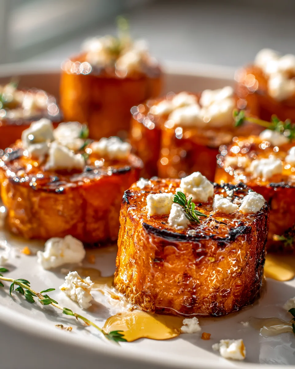 Honey-Glazed Sweet Potato Bites with Goat Cheese