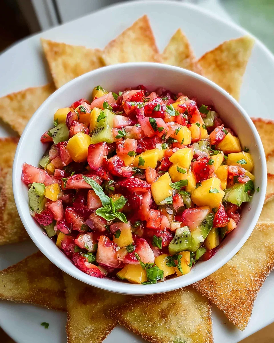 Healthy Fruit Salsa with Cinnamon Sugar Pita Chips Recipe