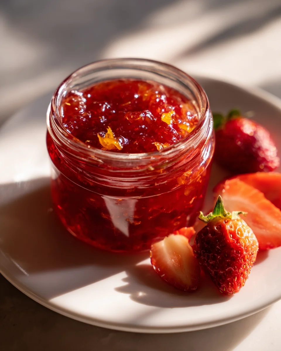 Strawberry Rhubarb Orange Marmalade Jam with Citrus Twist