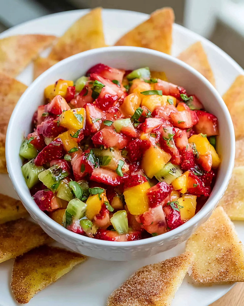 Healthy Fruit Salsa with Cinnamon Sugar Pita Chips Recipe