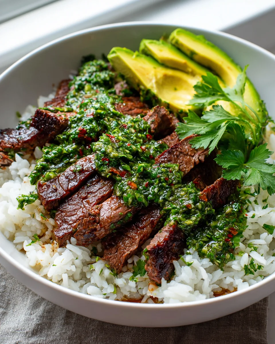 Zesty Chimichurri Steak Rice Bowl